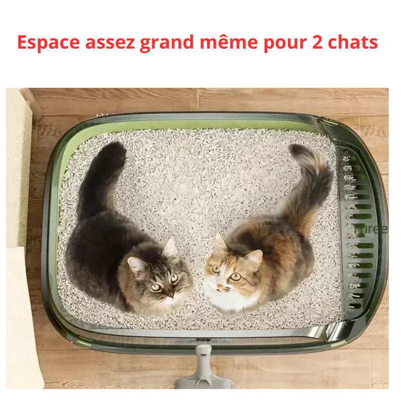 Bac à litière semi-ouvert vert grand espace