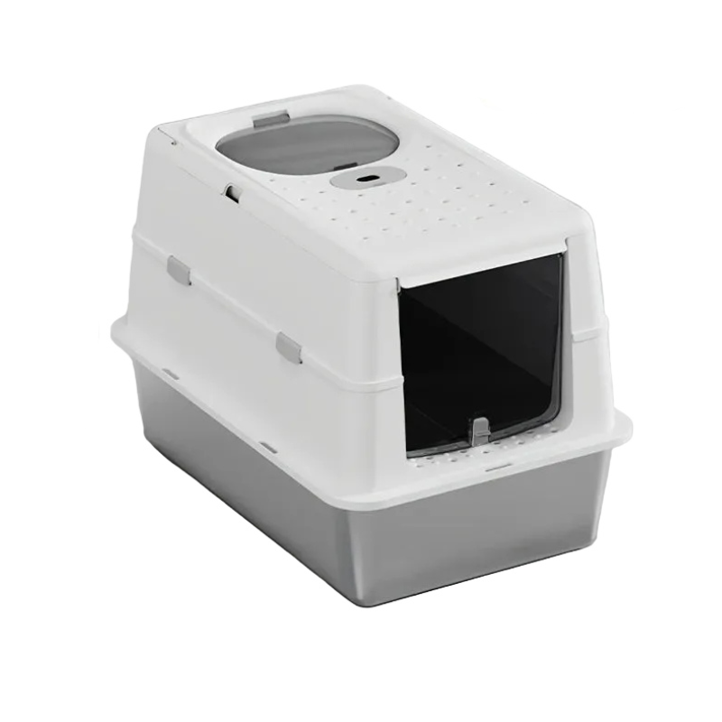 Maison de toilette chat en acier inoxydable blanc