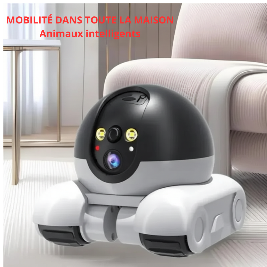 Caméra robot 360° surveillance animaux bébés 1080P double objectif