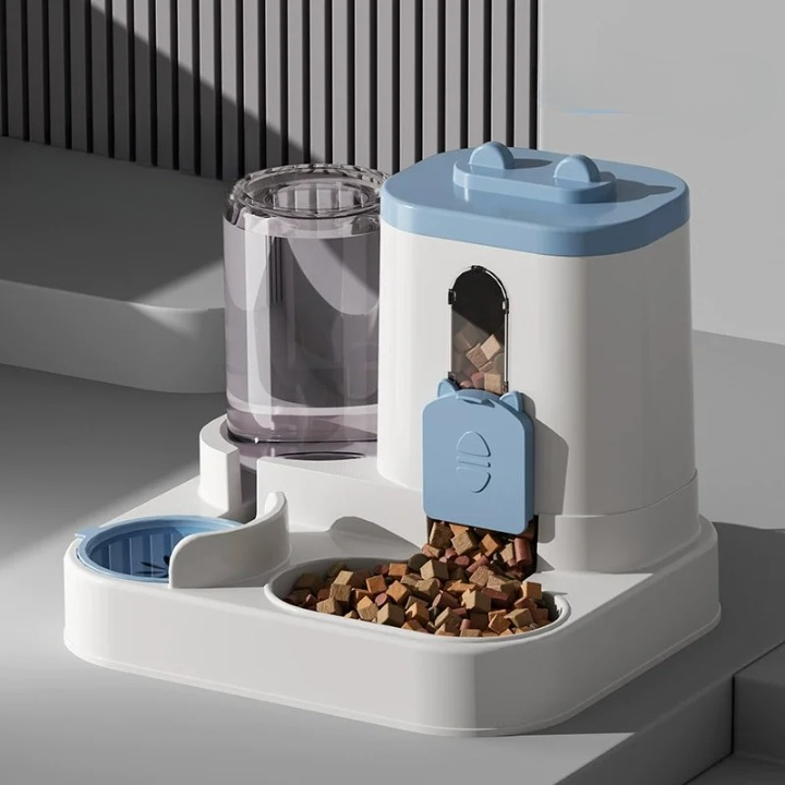Distributeur Automatique Nourriture et Eau pour Chien et Chat - Système Gravité 2 en 1