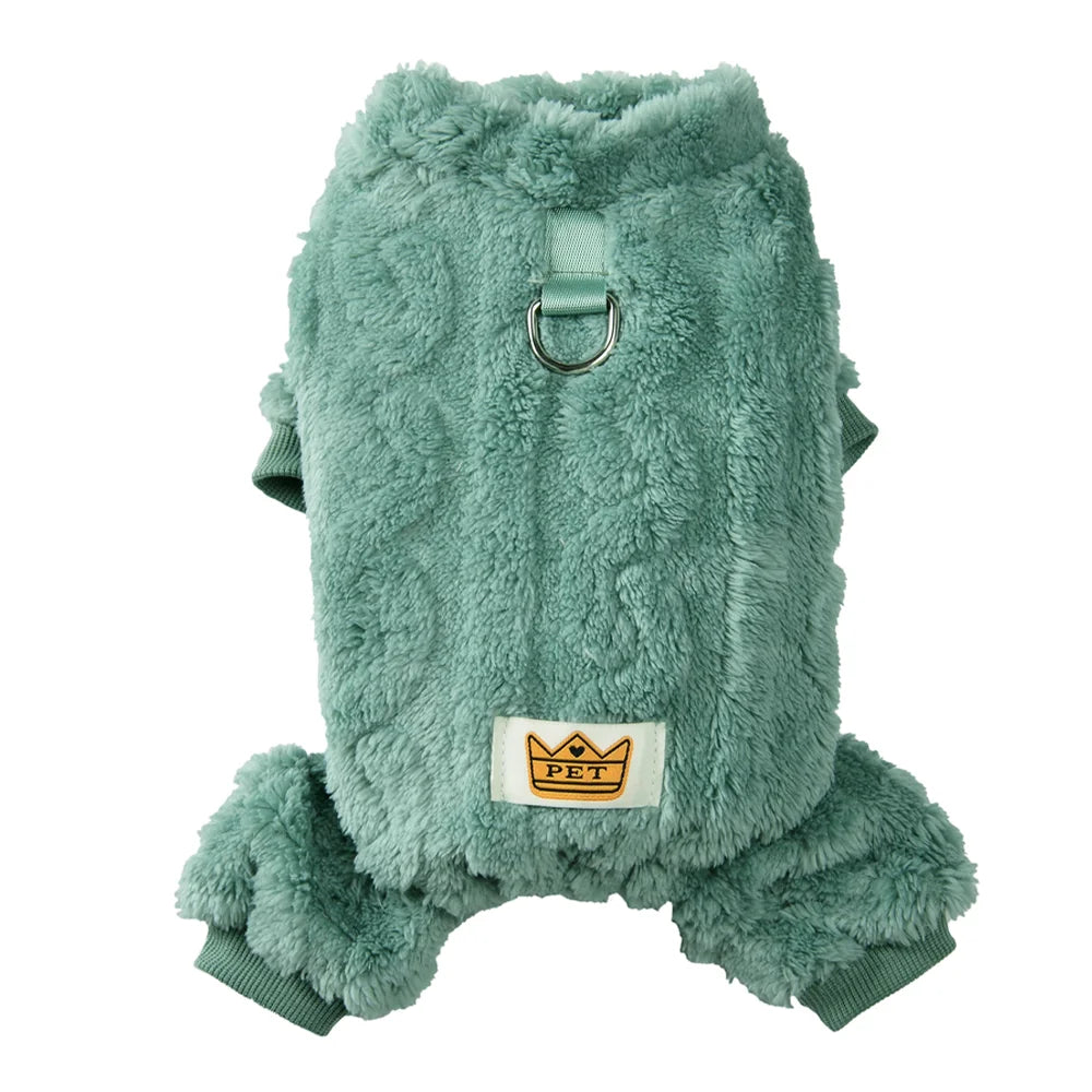 Combinaison d'Hiver douce et chaude polaire bleu avec anneau pour laisse