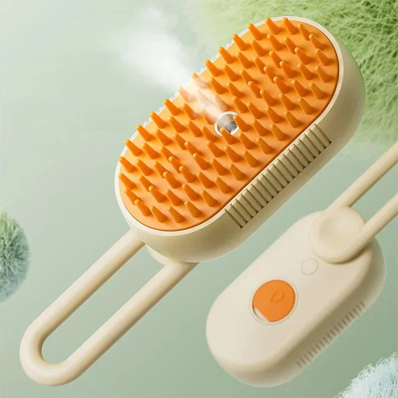 Brosse 3-en-1 pour Chien et Chat - Spray Vapeur, Massage et Démêlage Électrique