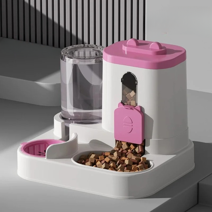 Distributeur Automatique Nourriture et Eau pour Chien et Chat - Système Gravité 2 en 1