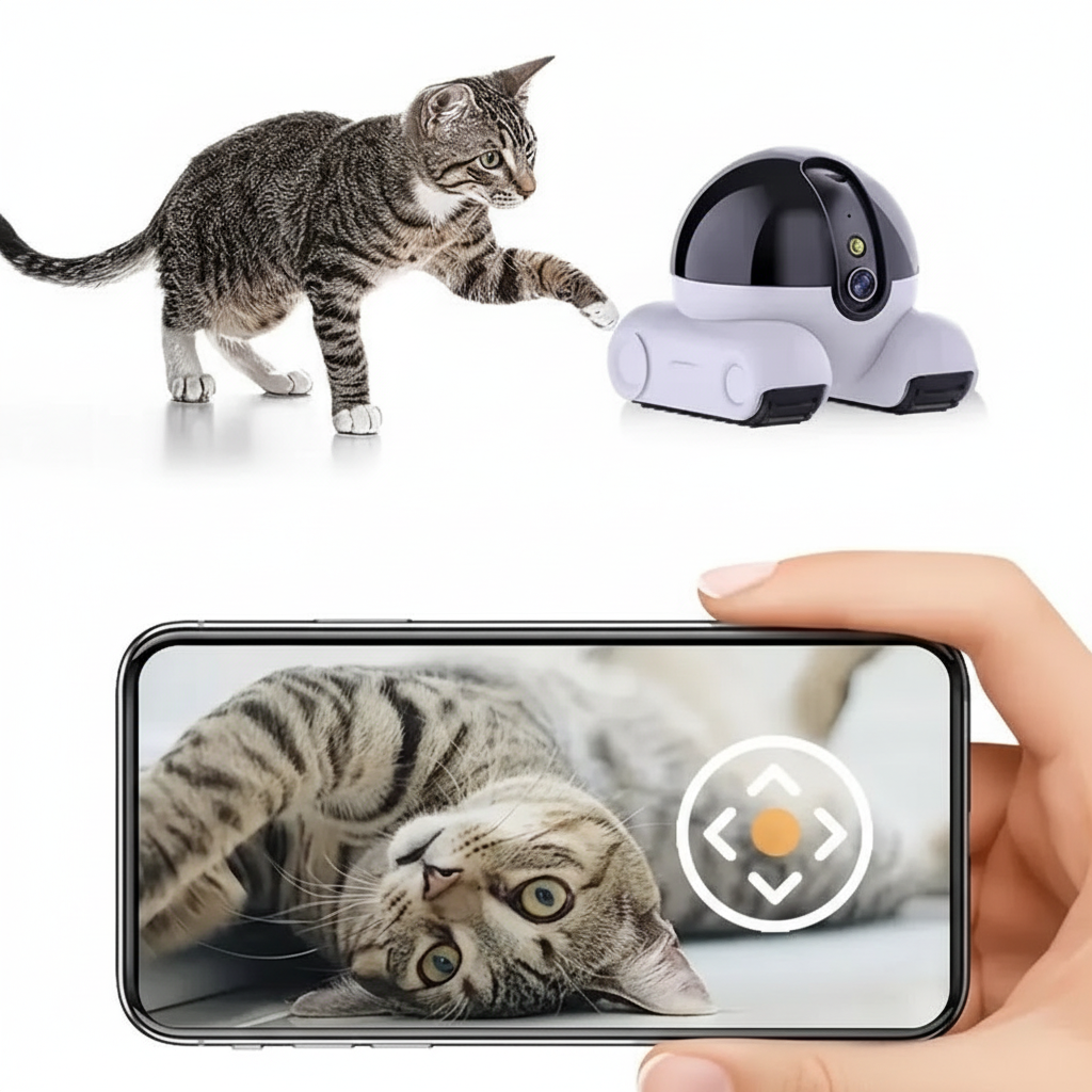 Application mobile contrôle caméra robot animaux - dialogue bidirectionnel