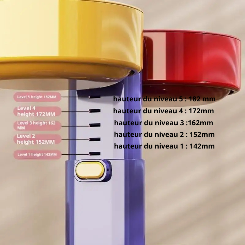 Gamelles Doubles Murales Ajustables pour Chat et Chien orthopédique avec différentes hauteur