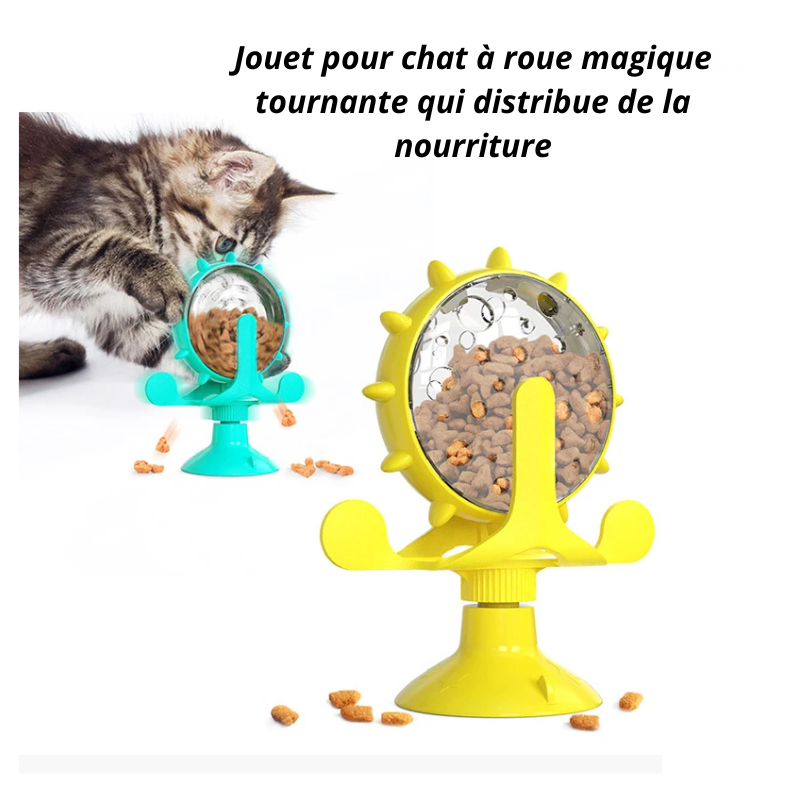 Jouet Interactif Multifonction pour Chat et Chien — Roue Rotative & Distributeur de Croquettes
