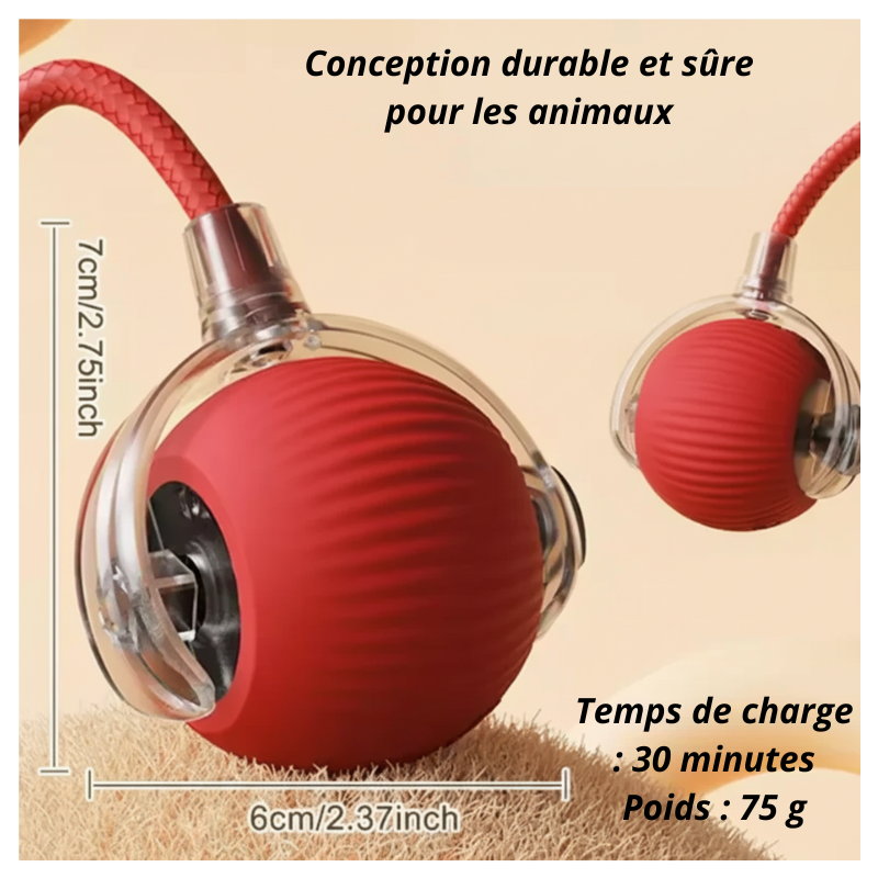 Balle Interactive Intelligente pour Chat et Chien – Évitement d'Obstacles, Rechargeable