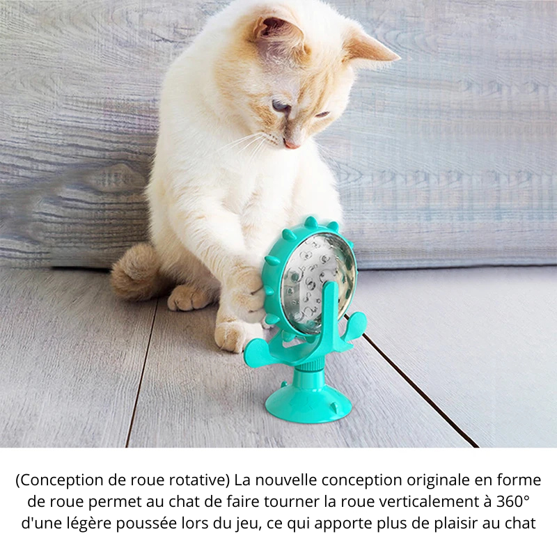 Jouet Interactif Multifonction pour Chat et Chien — Roue Rotative & Distributeur de Croquettes