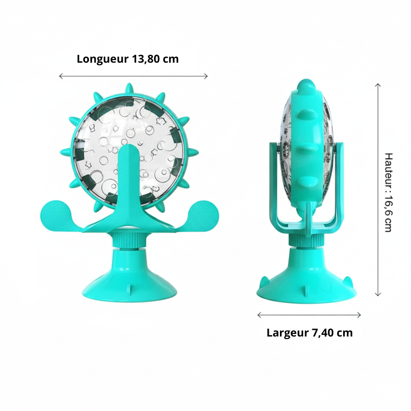 Jouet Interactif Multifonction pour Chat et Chien — Roue Rotative & Distributeur de Croquettes
